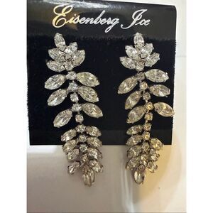 Eisenberg Ice Women's Crystal Rhinestone Drop Earrings Clear Silver Jewelry NWT